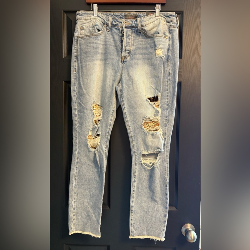 Torrid Blue Boyfriend Jeans with Distressed Details